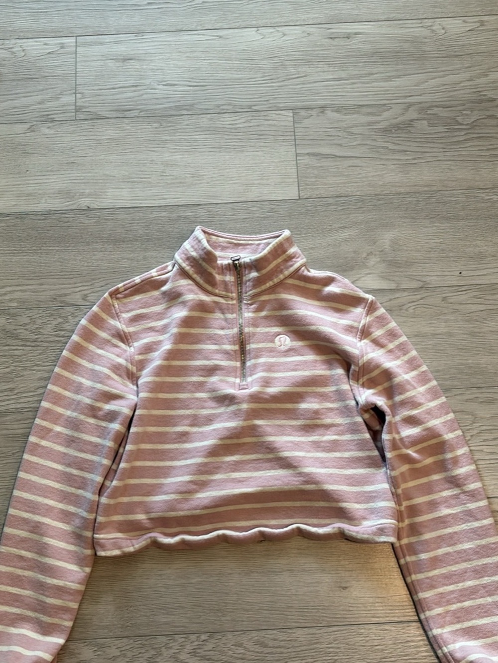lululemon athletica Pink and Cream Striped Half-Zip Pullover